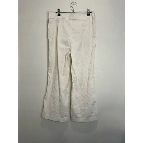 Theory Wide Crop Pant in Good White Linen - Picture 8 of 10